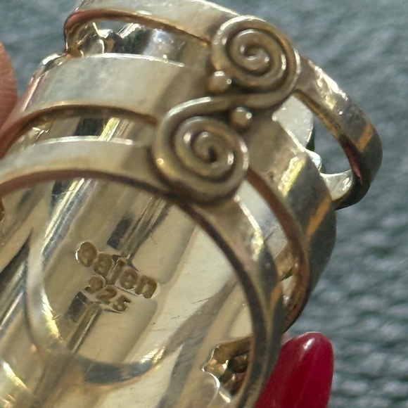 Vintage Sajen Sterling Silver Triple 3 Bali Goddess Carved Face Gemstone Ring - Picture 3 of 7